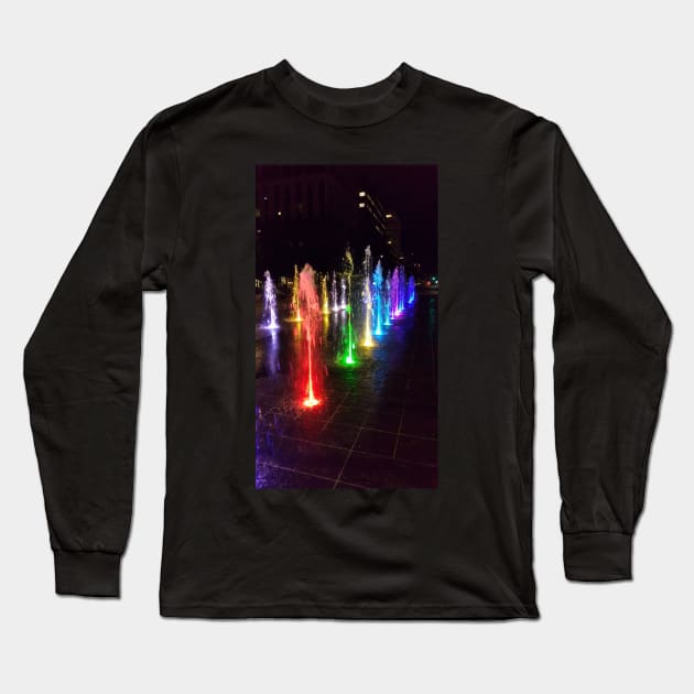 Rainbow Lights at Night Long Sleeve T-Shirt by MirandaMarcy